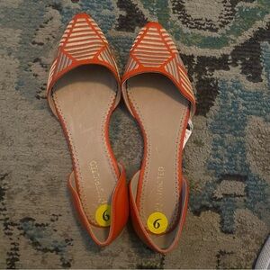 New Restricted Orange Gold Flats Loafers